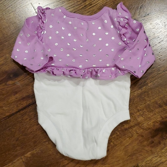 Girls purple, silver, & white onesie size 0-3M - Picture 2 of 2